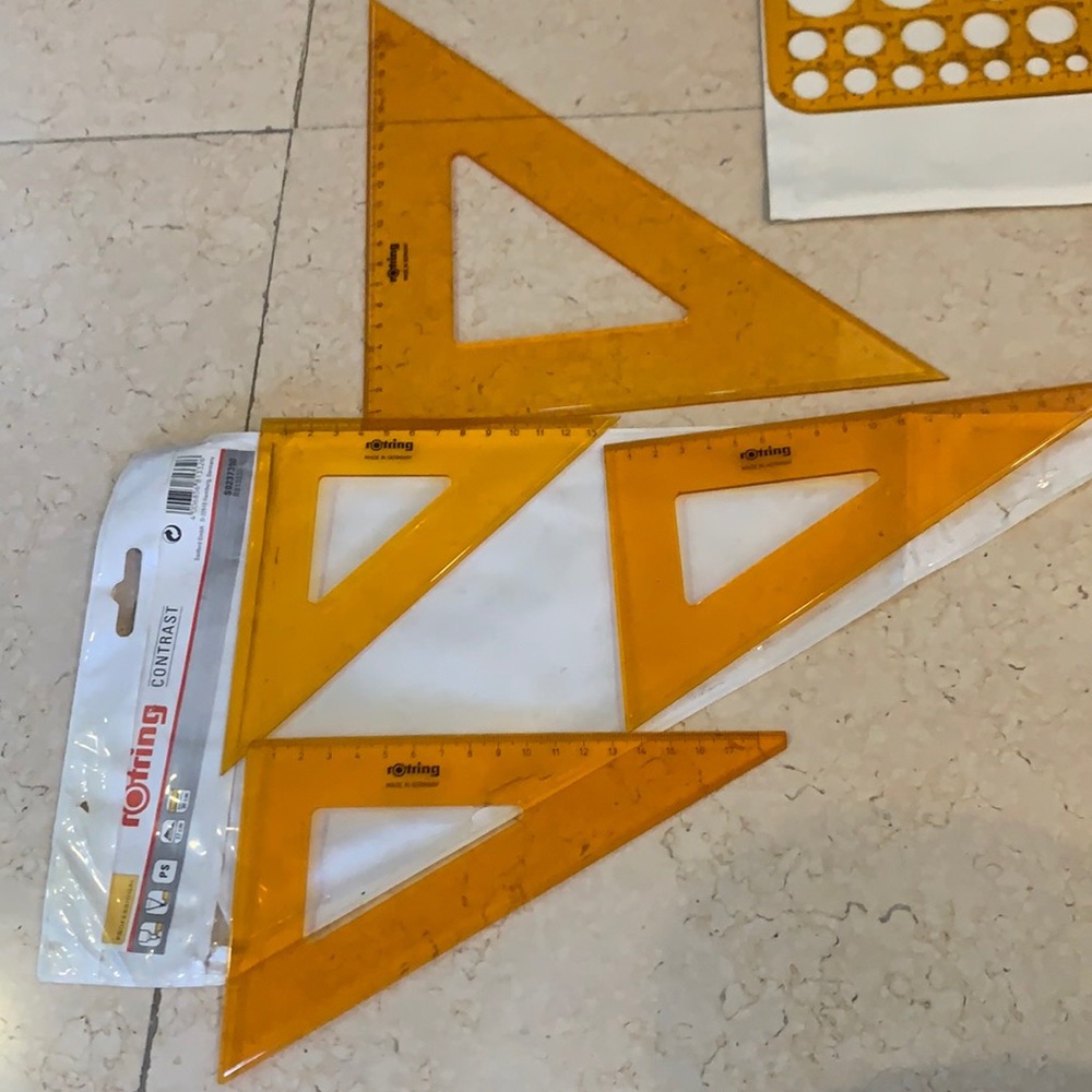 Rotring Geometry Rule/Triangle/Circle/oval/ could plate ruler(Set of 11)